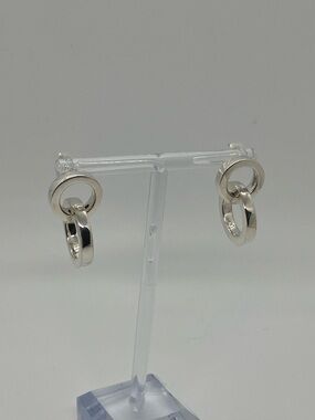 Vtg 925 Sterling Silver Chunky Interlocked Circle Stud Earrings Mexico